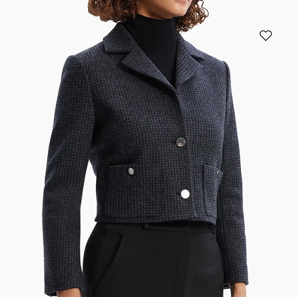 NWT Theory Charcoal Melange Wool-Blend Boxy Crop Jacket. Size 0 - Picture 4 of 17